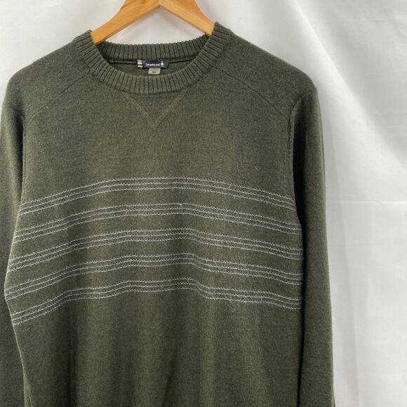Smartwool M green striped merino wool sweater - Picture 1 of 7